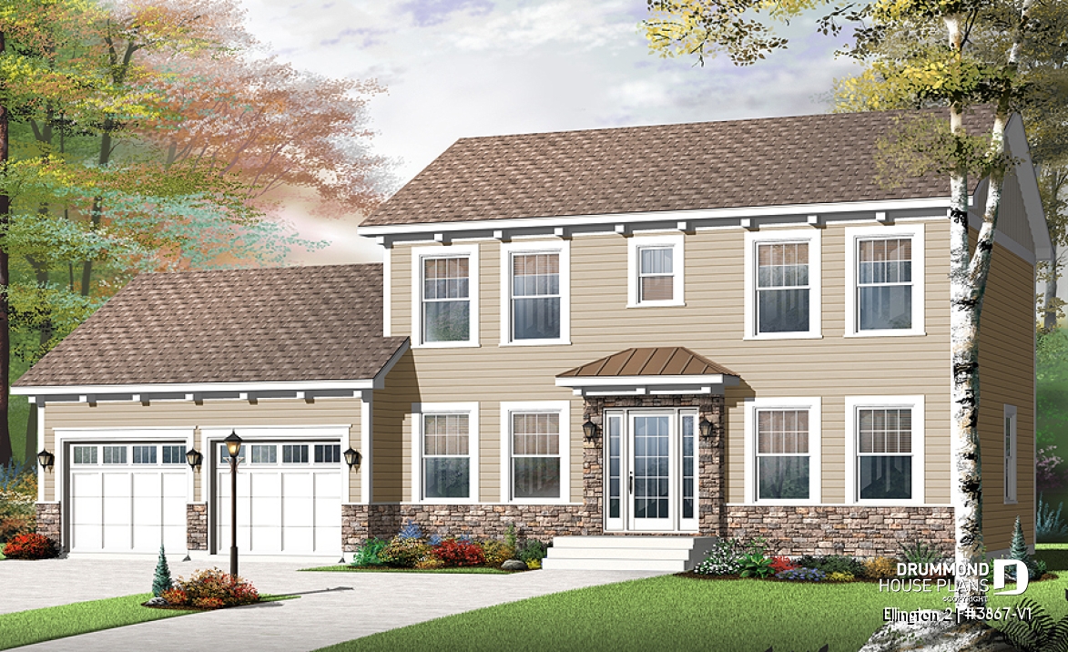 front - BASE MODEL - Large, economical, 4 bedroom Craftsman home, great laundry &amp; pantry area, master suite - Ellington 2