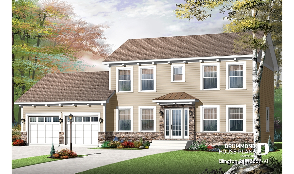 front - BASE MODEL - Large, economical, 4 bedroom Craftsman home, great laundry &amp; pantry area, master suite - Ellington 2