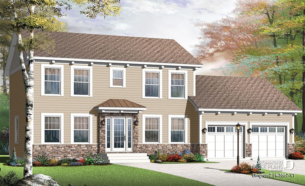 front - BASE MODEL - Large, economical, 4 bedroom Craftsman home, great laundry &amp; pantry area, master suite - Ellington 2