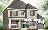 front - BASE MODEL - English style house plan, adjoining secondary bedrooms, large kitchen island, unfinished full basement - Brantley