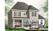 front - BASE MODEL - English style house plan, adjoining secondary bedrooms, large kitchen island - Brantley