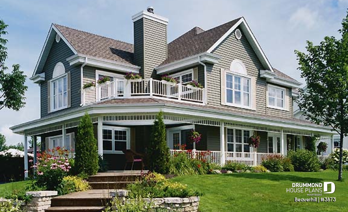 front - BASE MODEL - Beautiful lakefront home plan with home elevator, 5 bedroom with large master suite and double garage - Beaverhill
