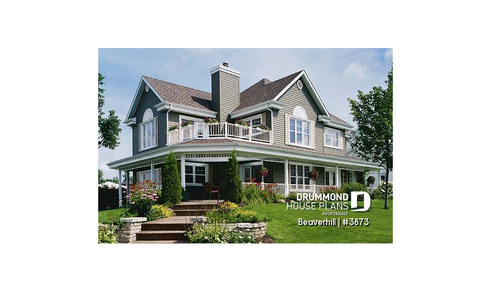 front - BASE MODEL - Beautiful lakefront home plan with home elevator, 5 bedroom with large master suite and double garage - Beaverhill