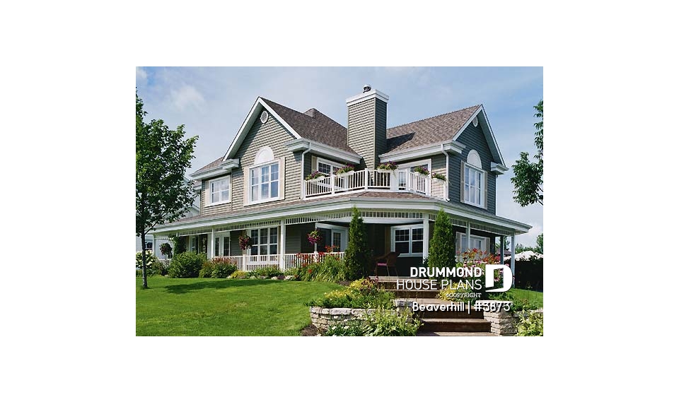 front - BASE MODEL - Beautiful lakefront home plan with home elevator, 5 bedroom with large master suite and double garage - Beaverhill