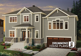 front - BASE MODEL - Beautiful transitional style home plan, large bonus space, open floor plan concept with large kitchen island - Berkshire