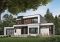 Color version 1 - Front - Modern Cube shaped house plan, master suite, 4 bedrooms, open floor plan, home office, 2-car garage, pantry - Essex