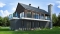 Rear view - BASE MODEL - Reverse living Scandinavian style house plan, large deck, home office, open floor plan concept - Oslo