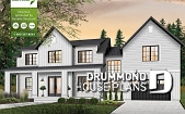 front - BASE MODEL - 4 bedroom modern farmhouse plan, 3 baths, garage, spectacular living room with fireplace and 20' ceiling - Bridge