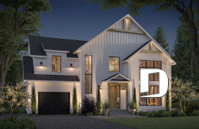 front - BASE MODEL - Farmhouse home with a versatile layout offering 3 to 6 bedrooms, optional finished basement ($), and a covered - Strom 2