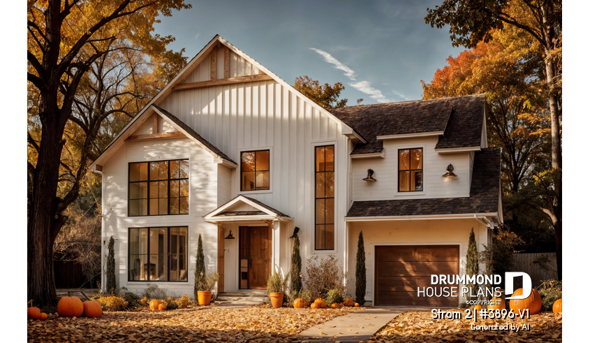 front - BASE MODEL - Farmhouse home with a versatile layout offering 3 to 6 bedrooms, optional finished basement ($), and a covered - Strom 2
