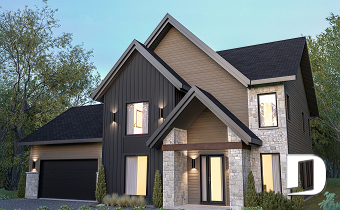 front - BASE MODEL - Modern Farmhouse Plan featuring 3 Bedrooms plus Office, Fireplace, Walk-In Pantry and More! - Dumont 2