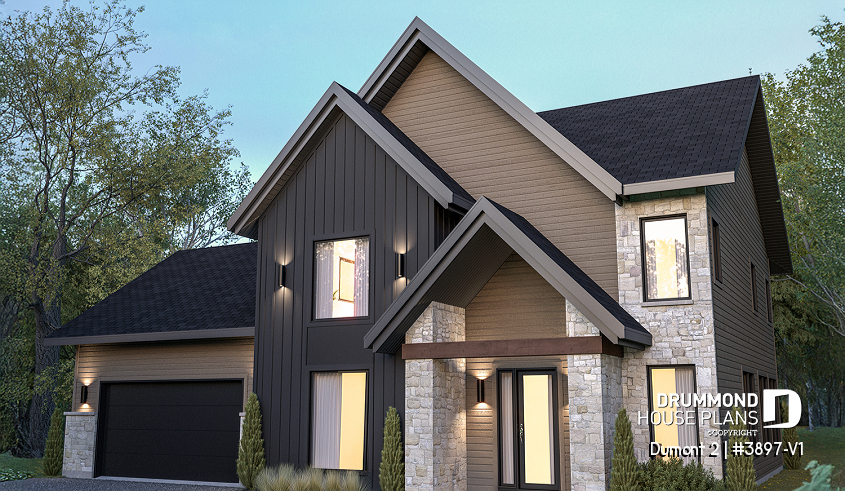 front - BASE MODEL - Modern Farmhouse Plan featuring 3 Bedrooms plus Office, Fireplace, Walk-In Pantry and More! - Dumont 2