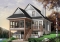 Rear view - BASE MODEL - Cottage house plan with screened-in porch, 3 bedrooms, panoramic view, open floor plan, fireplace - The Cliffside 3