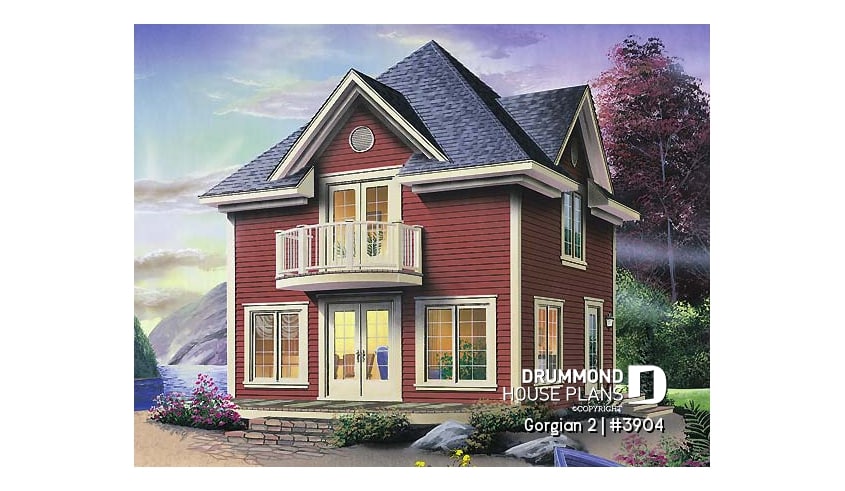 front - BASE MODEL - Country style cottage plan with 2 family rooms - Gorgian 2