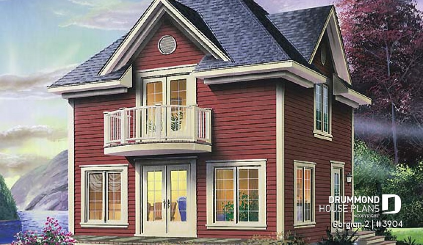front - BASE MODEL - Country style cottage plan with 2 family rooms, and a master bedroom on second floor - Gorgian 2