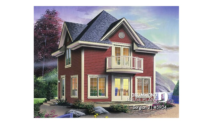 front - BASE MODEL - Country style cottage plan with 2 family rooms, and a master bedroom on second floor - Gorgian 2