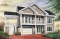 front - BASE MODEL - Reverse floor plan waterfront chalet house plan with 3 to 4 bedrooms, open floor  plan  layout on second floor - Bellcast