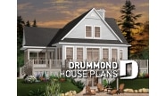 Color version 4 - Rear - Open floor plan lakefront cottage house plan with large deck, master and living with fireplace - The Pocono 2