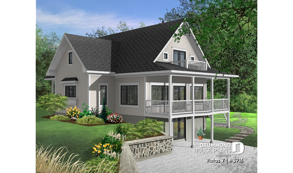 Color version 4 - Rear - Perfect country cotta plan, master suite w/fireplac, large terrace, 9' ceiling on main, 3 to 4 beds, 3.5 baths - Vistas 7