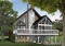 Rear view - BASE MODEL - Rustic chalet house plan, 3 to 4 bedrom, screened in porch, cathedral ceiling, mezzanine, panoramic views - The Sun Stream 1