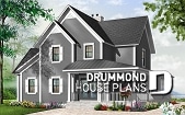 Color version 4 - Front - 4 bedroom Small Country Cottage Plan, 2 master suites one with private balcony 3 fireplaces 3 bathrooms - Midwest 