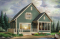 front - BASE MODEL - Small and affordable ski chalet or cabin house plan, 3 bedrooms, open floor plan, screened porch, mud room - Rivendell