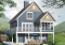 Rear view - BASE MODEL - Screened porch cottage house plan, walkout basement open floor plan, fireplace, sloped ceiling, master suite - Rivendell 2