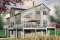 Rear view - BASE MODEL - Beach house plan with large deck, cape hatteras style, mezzanine,  open floor plan, garage, fireplace - The Clearview