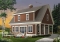 front - ORIGINAL MODEL - Lovely compact country cottage house plan, lots of natural lights, open floor plan, 3 bedrooms, 3 bathrooms - The Saddlery 2