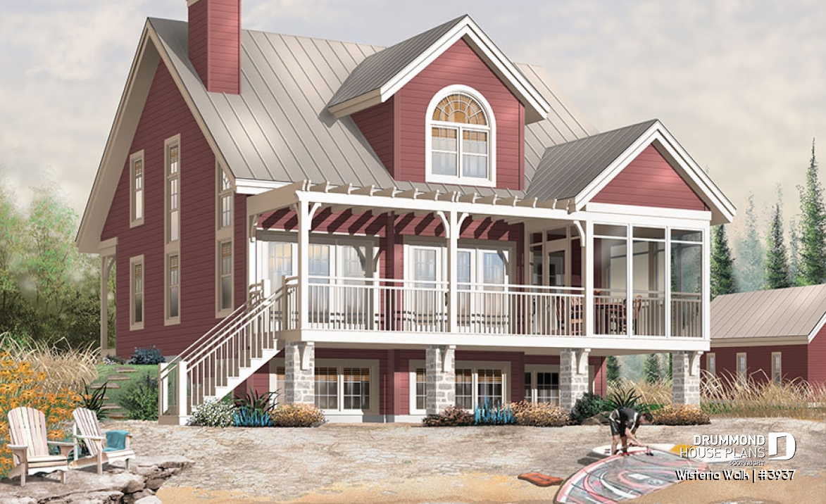 Rear view - BASE MODEL - 3 bedroom country cottage with mezzanine and open floor plan concept - Wisteria Walk
