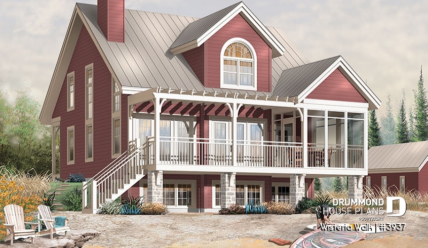 Rear view - BASE MODEL - 3 bedroom country cottage with mezzanine and open floor plan concept - Wisteria Walk