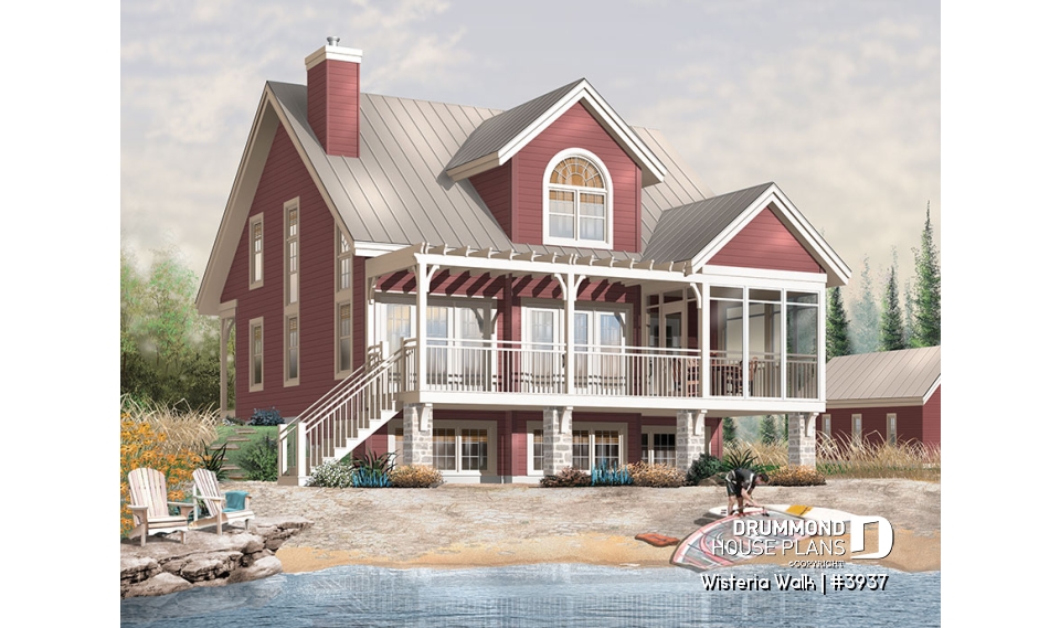 Rear view - BASE MODEL - 3 bedroom country cottage with mezzanine and open floor plan concept - Wisteria Walk