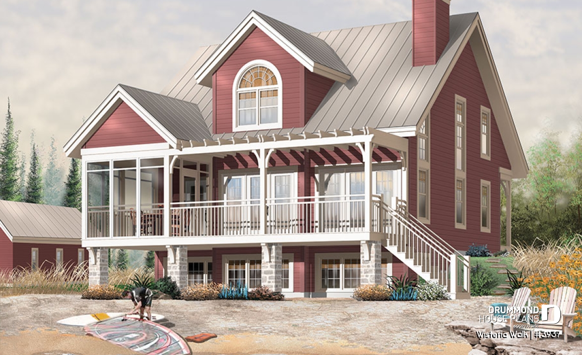 Rear view - BASE MODEL - 3 bedroom country cottage with mezzanine and open floor plan concept - Wisteria Walk