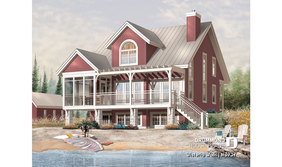 Rear view - BASE MODEL - 3 bedroom country cottage with mezzanine and open floor plan concept - Wisteria Walk