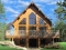 Rear view - BASE MODEL - Three bedroom, two bathroom rustic chalet house plan, cathedral ceiling, mezzanine, open floor plan concept - Skylark 3