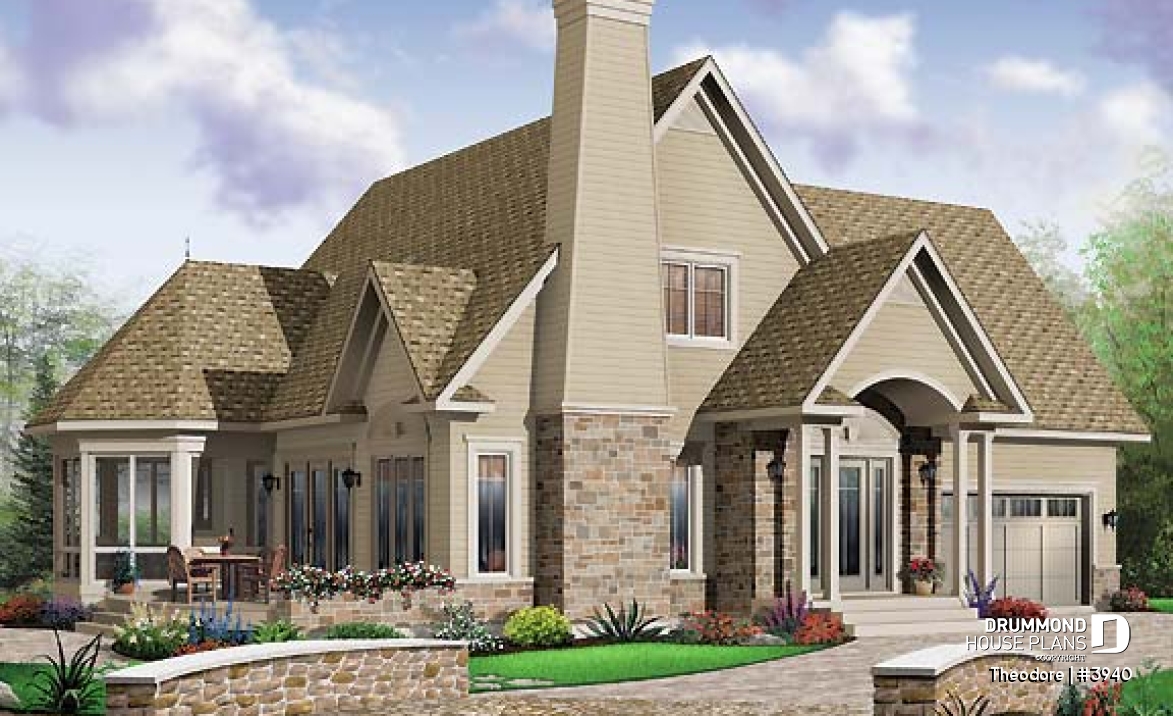 front - BASE MODEL - Panoramic 3 bedroom manor with screened porch, garage &amp; bonus space - Theodore