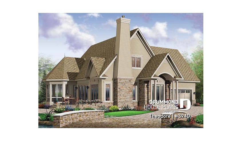 front - BASE MODEL - Panoramic 3 bedroom manor with screened porch, garage & bonus space - Theodore