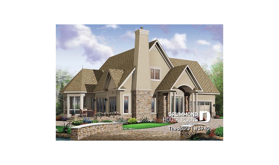 front - BASE MODEL - Panoramic 3 bedroom manor with screened porch, garage &amp; bonus space - Theodore
