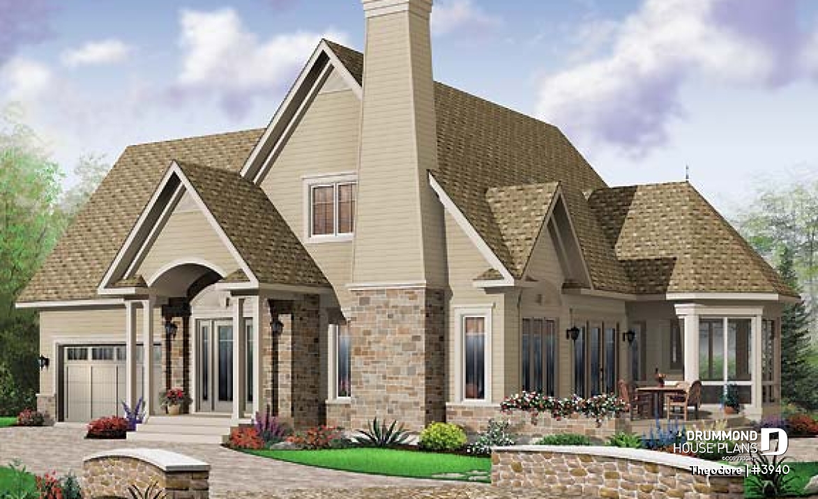 front - BASE MODEL - Panoramic 3 bedroom manor with screened porch, garage &amp; bonus space - Theodore