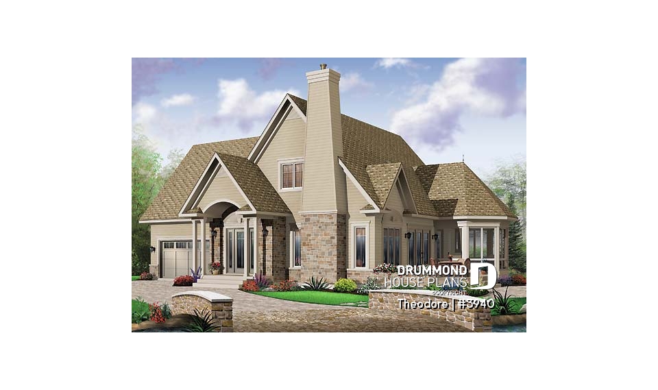 front - BASE MODEL - Panoramic 3 bedroom manor with screened porch, garage &amp; bonus space - Theodore