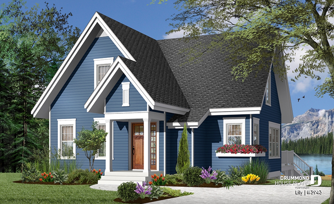 Color version 6 - Front - 3 bedroom A-Frame cottage with mezzanine and large terrace - Lilly