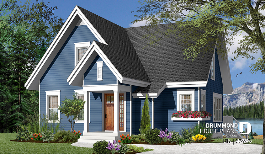 Color version 6 - Front - 3 bedroom A-Frame cottage with mezzanine and large terrace - Lilly