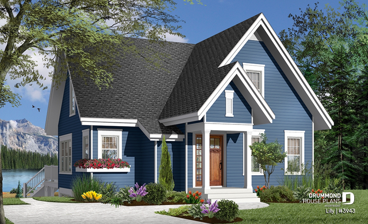 Color version 6 - Front - 3 bedroom A-Frame cottage with mezzanine and large terrace - Lilly