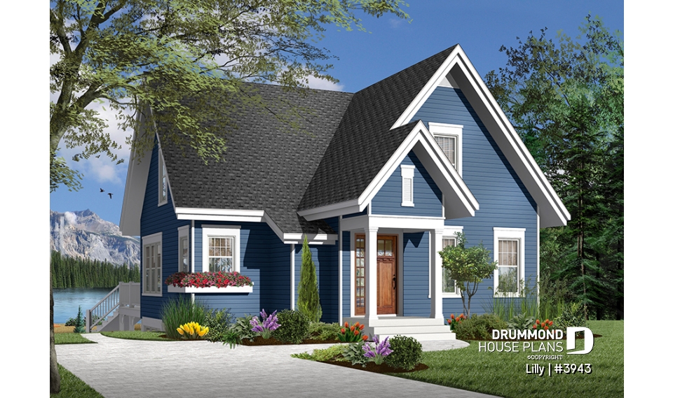 Color version 6 - Front - 3 bedroom A-Frame cottage with mezzanine and large terrace - Lilly