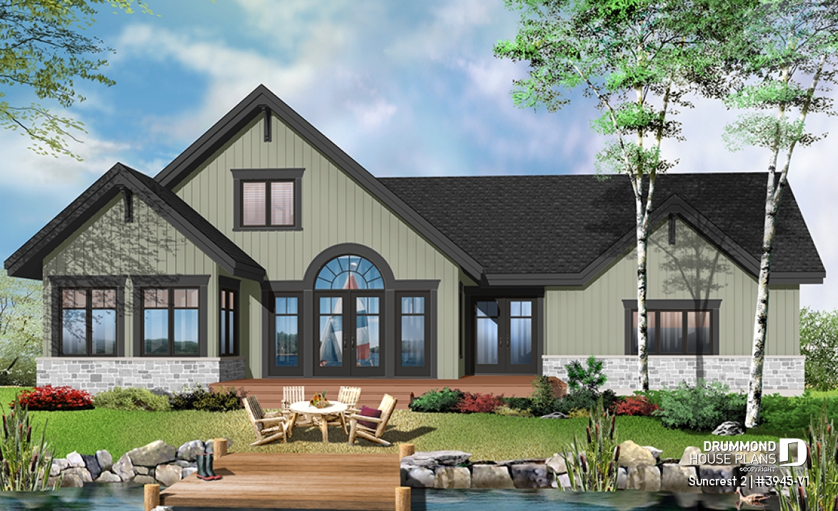Color version 5 - Rear - 4 season Chalet style home with large bonus space, 2-car garage, master suite on main floor - Suncrest 2