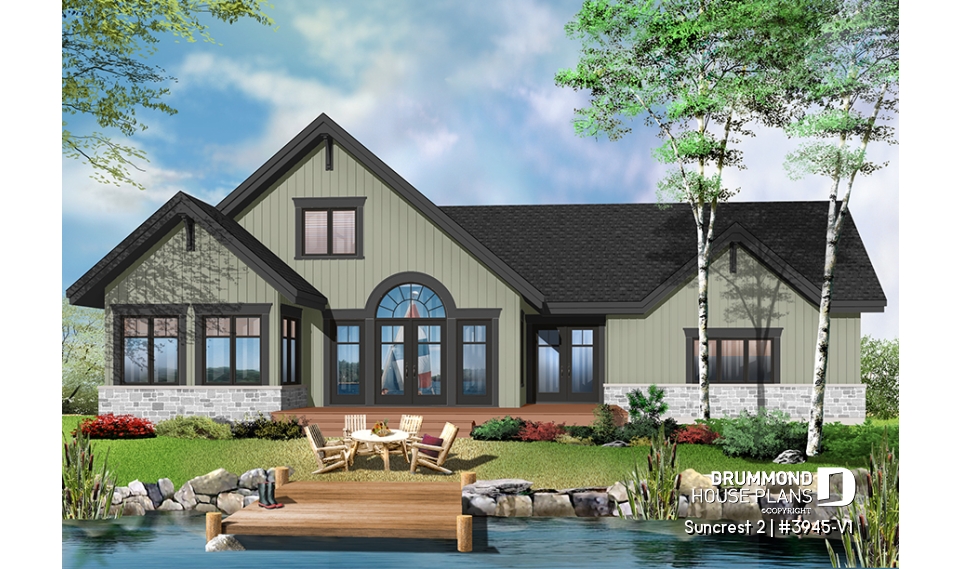 Color version 5 - Rear - 4 season Chalet style home with large bonus space, 2-car garage, master suite on main floor - Suncrest 2