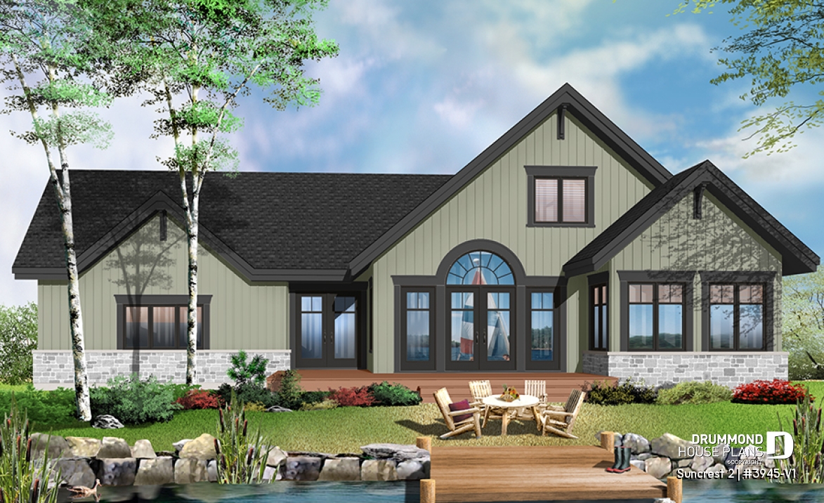 Color version 5 - Rear - 4 season Chalet style home with large bonus space, 2-car garage, master suite on main floor - Suncrest 2