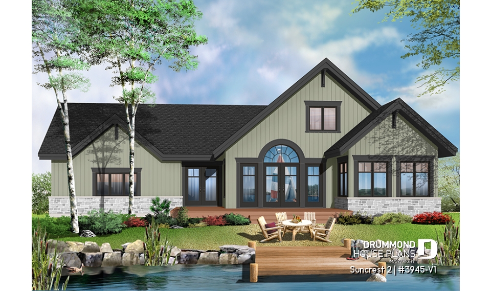 Color version 5 - Rear - 4 season Chalet style home with large bonus space, 2-car garage, master suite on main floor - Suncrest 2