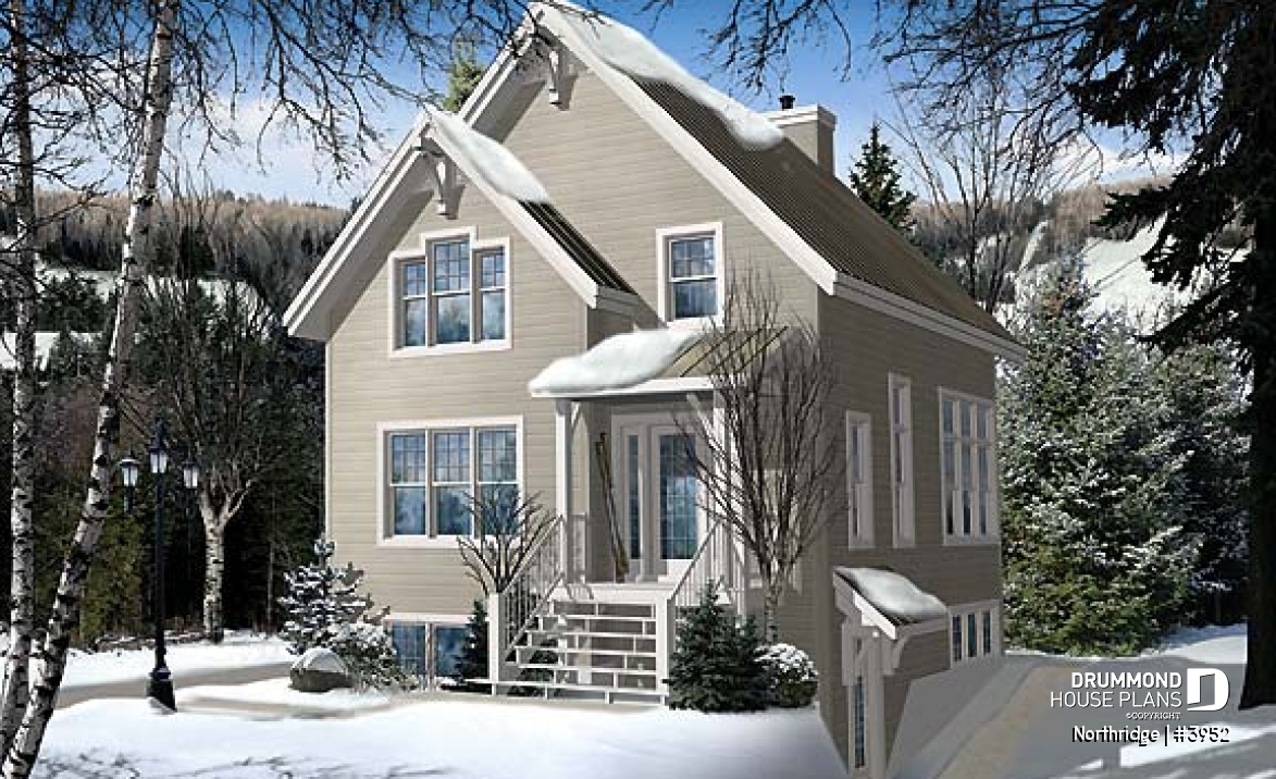 front - BASE MODEL - Modern Rustic ski chalet with 2 to 4 bedrooms, panoramic view, ample storage space - Northridge