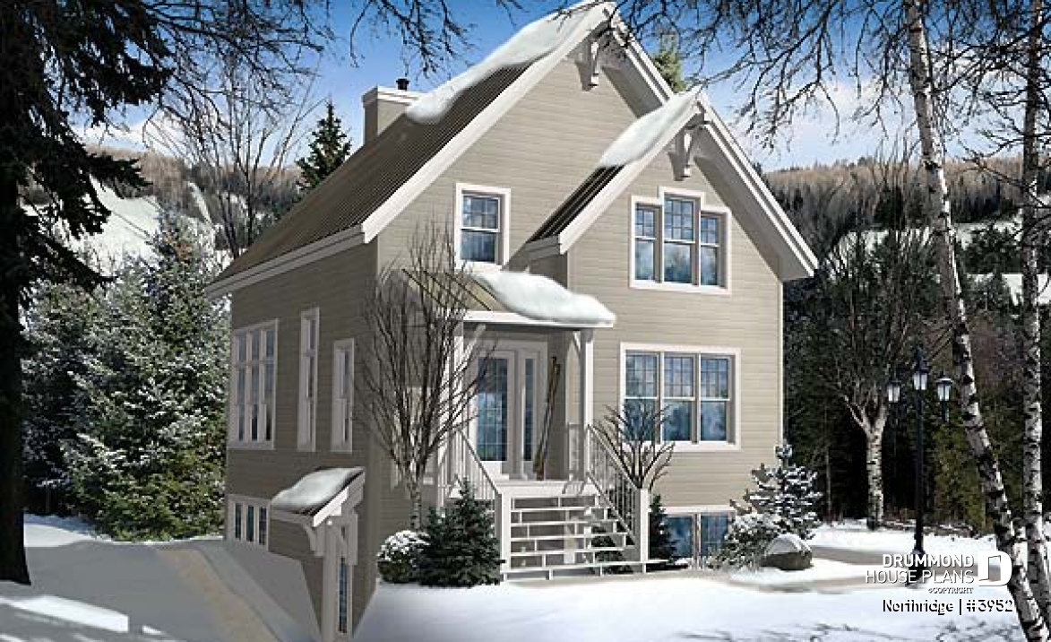 front - BASE MODEL - Modern Rustic ski chalet with 2 to 4 bedrooms, panoramic view, ample storage space - Northridge